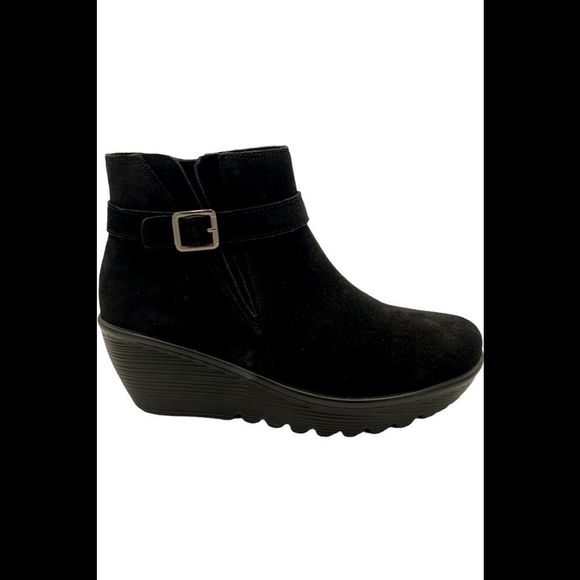 Skechers Suede Parallel Wedge Ankle Boots Day Date Black - Medium - Picture 1 of 5